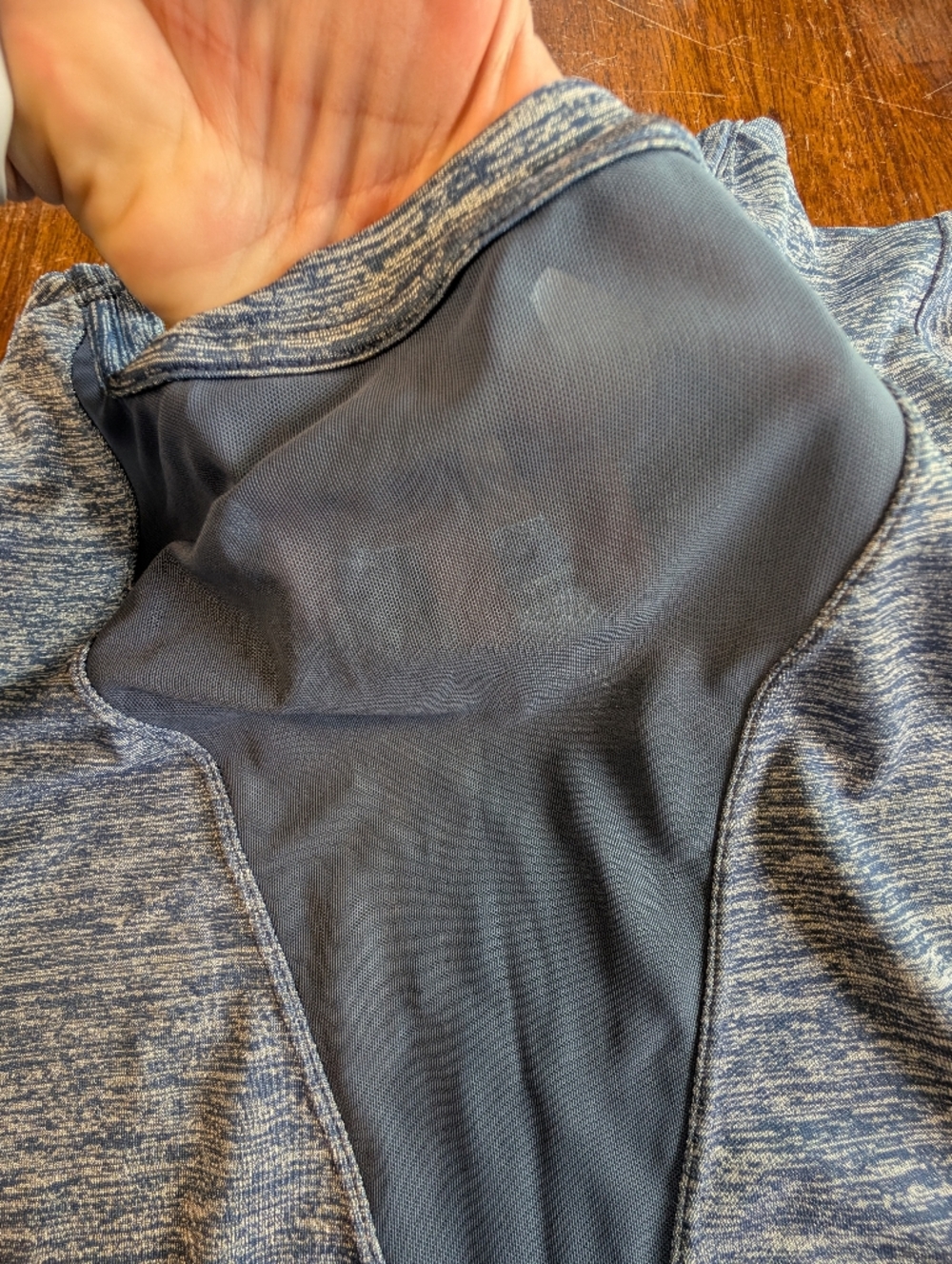 Athleta Blue Space Dye Shirt Womens L Side Split Mesh Back Activewear Casual Top - Picture 7 of 9
